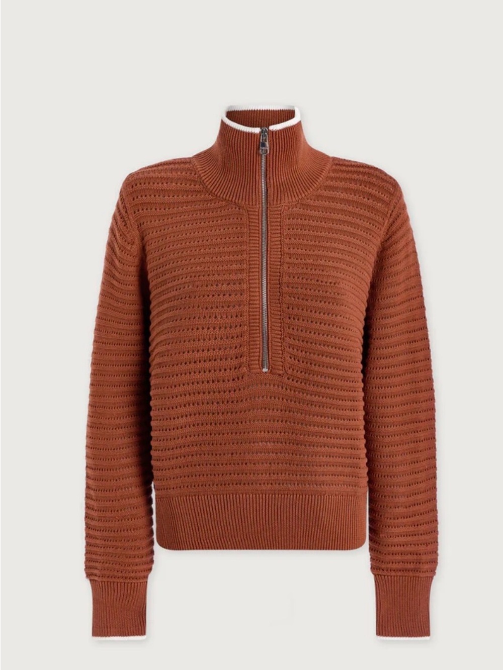 Varley Morwenna Half-Zip Knit Sweater Maple Size Medium